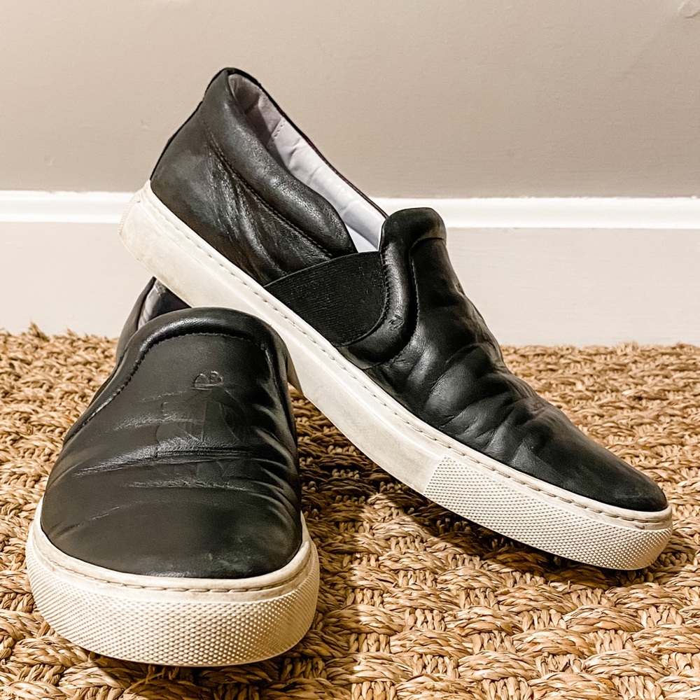 Lanvin black leather slip on sneakers size 40